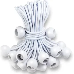 15 cm 50 stycken vita presenningsbollssnören, kraftiga markissnören för camping, skydd, last, UV-resistenta