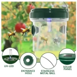 2 delar sol getingfälla med LED-ljus, insektsfällor, anti-insektsfångare honungsfälla för bin, bålgetingar, myggor