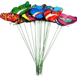 50 delar trädgårdsfjärilsprovset, trädgårdsfjärilsdekorationer på uteplatsväxter trädgårdsfest gräsmatta gårdsdekoration (17 cm)