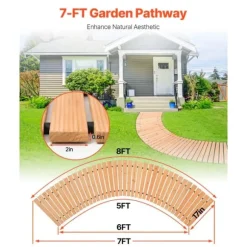 7 fot L x 17 tum B Böjd Trädgårdsgång, Utrullningsmodell i Trä, Perfekt för Trädgårdslandskapning