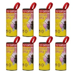 8 förpackningar med flugremsor av papper, flugtejp, upphängning inomhus och utomhus, fruktfläcksfälla, flugor, p1