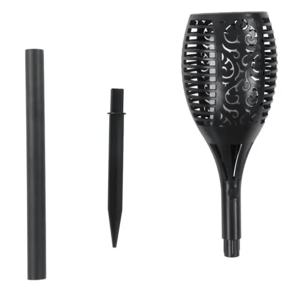 96 LEDs Vattentät Solar Flame Lamp ABS-hus Flimrande Dansande Flame Ficklampa för trädgårdslandskap