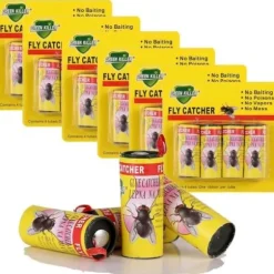 24 rullar självhäftande flugfälletejp Klibbigt pappersfångare Hängande klistermärken Säkert giftfritt för att döda svamp[78]