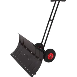 30" Snöskyffel med hjul, justerbar vinkel & höjd, ergonomiskt handtag, blad i kolstål för enkel uppfrysning av uppfarter och gångvägar