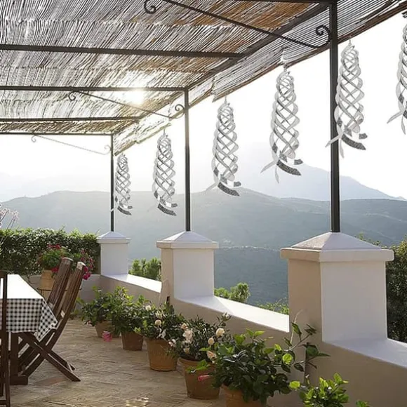 6 st fågelavvisande spiralreflektorer fågelavskräckande reflekterande vindspiral för trädgårdsstaket