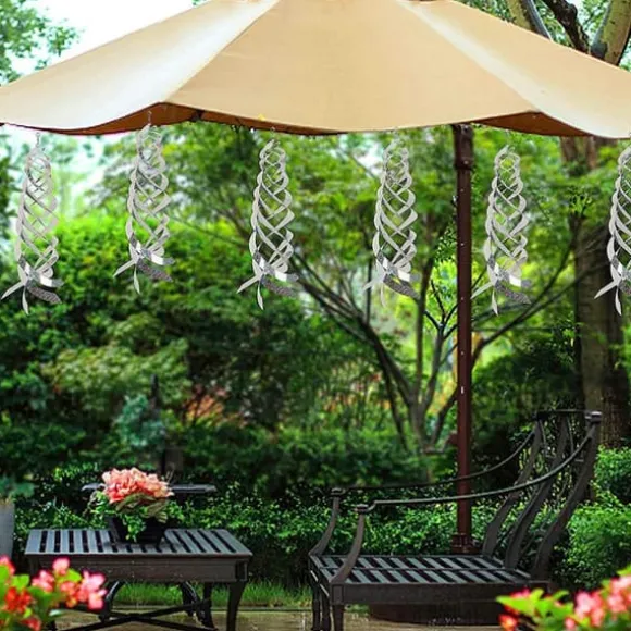 6 st fågelavvisande spiralreflektorer fågelavskräckande reflekterande vindspiral för trädgårdsstaket