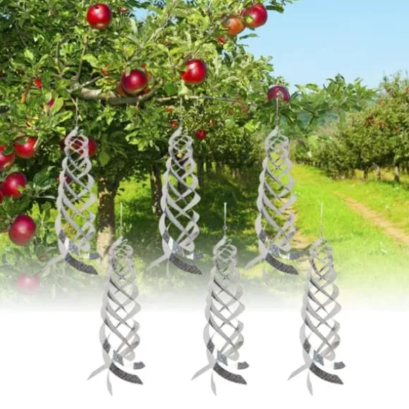 6 st fågelavvisande spiralreflektorer fågelavskräckande reflekterande vindspiral för trädgårdsstaket