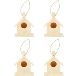 4 st fågelholk i trä i lantlig stil fågelholk för trädgårdsskötsel DIY-dekoration fågelbo med hängande rep för bakgårdsträdgård uteplats