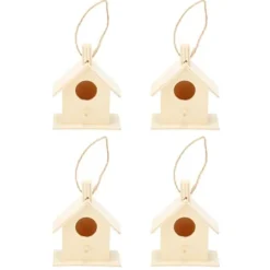 4 st fågelholk i trä i lantlig stil fågelholk för trädgårdsskötsel DIY-dekoration fågelbo med hängande rep för bakgårdsträdgård uteplats