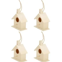 4 st fågelholk i trä i lantlig stil fågelholk för trädgårdsskötsel DIY-dekoration fågelbo med hängande rep för bakgårdsträdgård uteplats