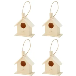 4 st fågelholk i trä i lantlig stil fågelholk för trädgårdsskötsel DIY-dekoration fågelbo med hängande rep för bakgårdsträdgård uteplats