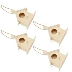 4 st fågelholk i trä i lantlig stil fågelholk för trädgårdsskötsel DIY-dekoration fågelbo med hängande rep för bakgårdsträdgård uteplats