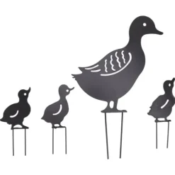 4 st metallanka dekorativa trädgårdsstakar Söt djur ihålig design svart järnkonst anka dekoration för innergård gräsmatta trädgård