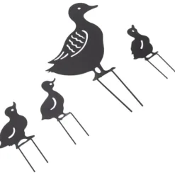 4 st metallanka dekorativa trädgårdsstakar Söt djur ihålig design svart järnkonst anka dekoration för innergård gräsmatta trädgård