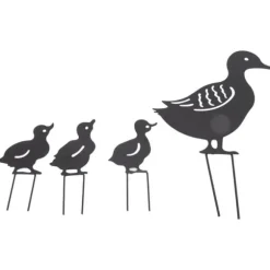 4 st metallanka dekorativa trädgårdsstakar Söt djur ihålig design svart järnkonst anka dekoration för innergård gräsmatta trädgård