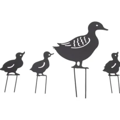 4 st metallanka dekorativa trädgårdsstakar Söt djur ihålig design svart järnkonst anka dekoration för innergård gräsmatta trädgård