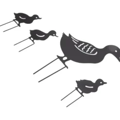 4 st metallanka dekorativa trädgårdsstakar Söt djur ihålig design svart järnkonst anka dekoration för innergård gräsmatta trädgård