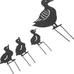 4 st metallanka dekorativa trädgårdsstakar Söt djur ihålig design svart järnkonst anka dekoration för innergård gräsmatta trädgård