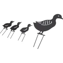 4 st metallanka dekorativa trädgårdsstakar Söt djur ihålig design svart järnkonst anka dekoration för innergård gräsmatta trädgård