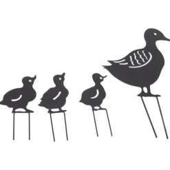 4 st metallanka dekorativa trädgårdsstakar Söt djur ihålig design svart järnkonst anka dekoration för innergård gräsmatta trädgård