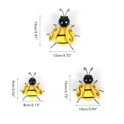 4 st metallbi väggkonstskulpturer järnbi hängande väggdekor för inomhus utomhus hem trädgård gård gräsmatta dekorationer