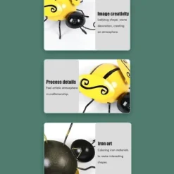 4 st metallbi väggkonstskulpturer järnbi hängande väggdekor för inomhus utomhus hem trädgård gård gräsmatta dekorationer