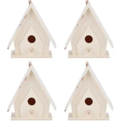 4 st mini hängande trä fågelholk bon bur prydnad hantverk för trädgård innergård dekor