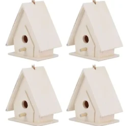 4 st mini hängande trä fågelholk bon bur prydnad hantverk för trädgård innergård dekor