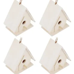 4 st mini hängande trä fågelholk bon bur prydnad hantverk för trädgård innergård dekor