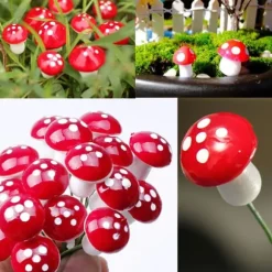 50 st Mini svampdekoration Miniatyrträdgårdshantverk liten konstgjord svamp