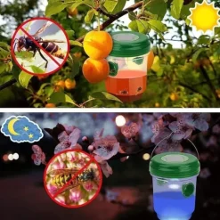 2 st Piége för getingar med solenergi och LED-ljus, insektsfällor, antihålsfälla för insekter med honung för bin, getingar och myggor