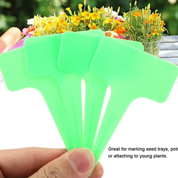 50 st plast T-typ etiketter för växter plantskola trädgård gräsmatta gröna