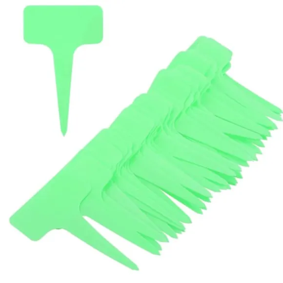 50 st plast T-typ etiketter för växter plantskola trädgård gräsmatta gröna