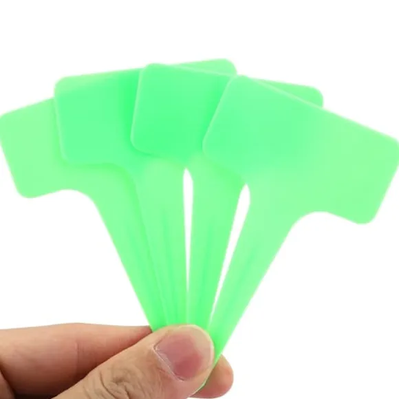 50 st plast T-typ etiketter för växter plantskola trädgård gräsmatta gröna