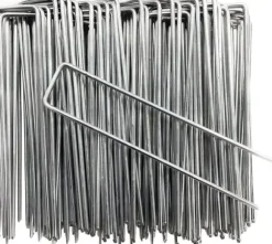 100 st U-formade förankringspinnar för trädgård - Silver 150mm