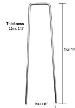 100 st U-formade förankringspinnar för trädgård - Silver 150mm