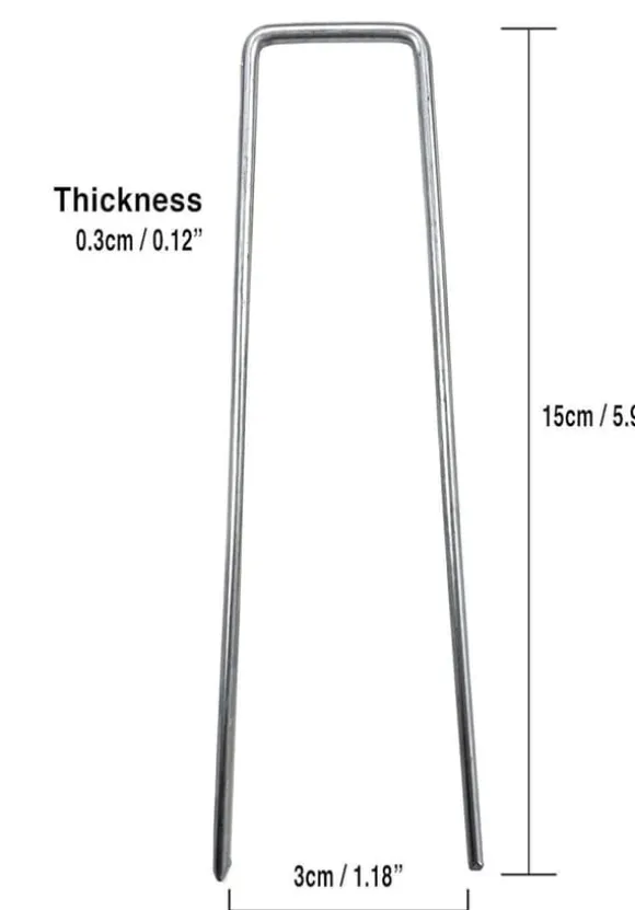 50 st U-formade förankringspinnar för trädgård - Silver 150mm