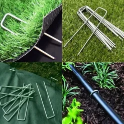 50 st U-formade förankringspinnar för trädgård - Silver 150mm