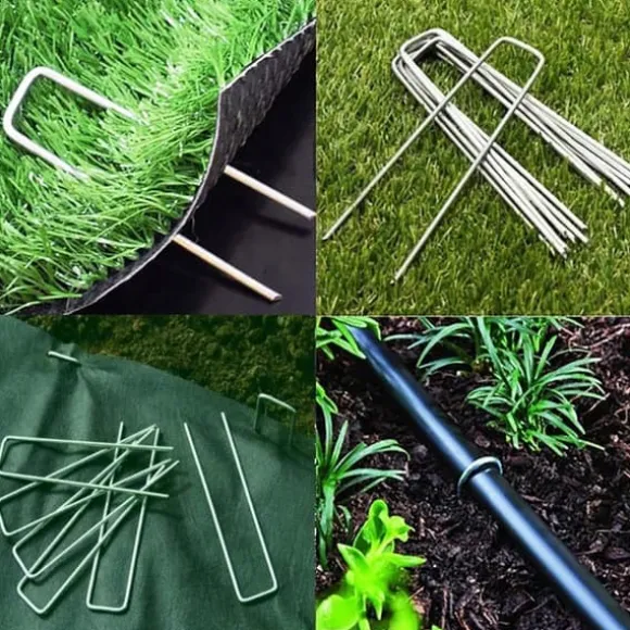 50 st U-formade förankringspinnar för trädgård - Silver 150mm