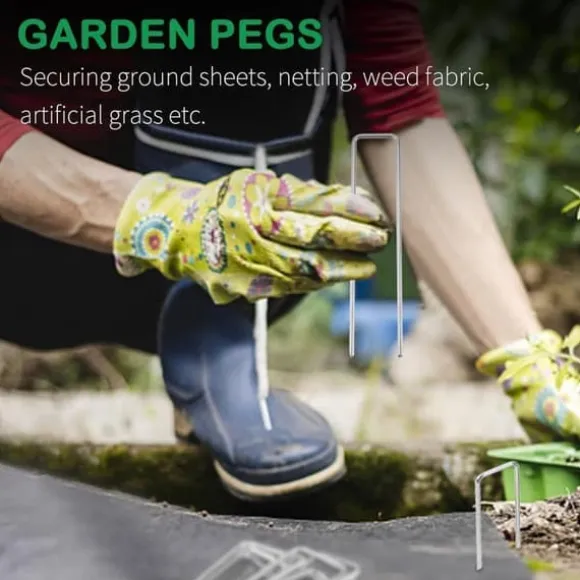 50 st U-formade förankringspinnar för trädgård - Silver 150mm