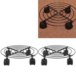 2 st. utomhusväxtvagn med låsbara hjul järn- och PVC-stativ med hög belastning för stora växter