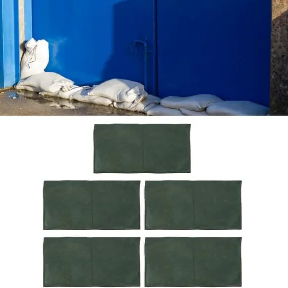 5 st. översvämningsvattenbarriärpåsar i icke-vävt tyg, absorberande harts, översvämningsförebyggande rör, återanvändbar översvämningskontrollpåse