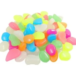 100 stycken självlysande sten Flerfärgad självlysande småsten Pebbles konstgjorda självlysande dekorativa stenar Fluorescerande dekor 61