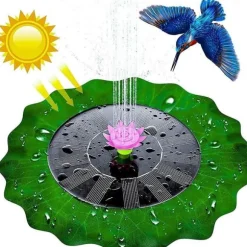 8.2 tum diameter lotusbladformad flytande solfontän, dekorativ trädgårdsfontänpump, poolfontän