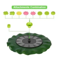 8.2 tum diameter lotusbladformad flytande solfontän, dekorativ trädgårdsfontänpump, poolfontän