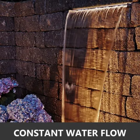 23,6 tums poolvattenfall i rostfritt stål med kopplingar, trädgårdsfontän, konstant vattenflöde, enkel DIY-installation