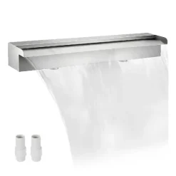 59,1 tums poolvattenfall i rostfritt stål med kopplingar, trädgårdsfontän, konstant vattenflöde, enkel DIY-installation