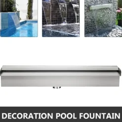 11,8 tums poolvattenfall i rostfritt stål med koppling, trädgårdsfontän, konstant vattenflöde, enkel DIY-installation