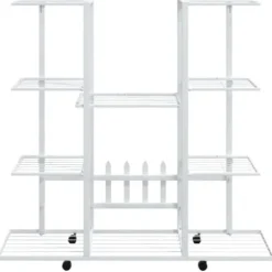 343122 vidaXL Planteringskärl med hjul 94,5x24,5x91,5 cm Järnvit