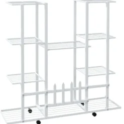 343122 vidaXL Planteringskärl med hjul 94,5x24,5x91,5 cm Järnvit